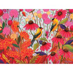Cobble Hill Springtime Goldfinches Jigsaw Puzzle Cardboard 275 pc