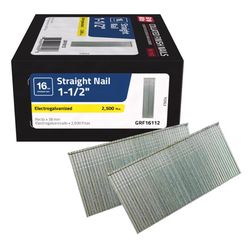 Grip-Rite 1-1/2 in. L X 16 Ga. Straight Strip Electro Galvanized Finish Nails 2500 pk