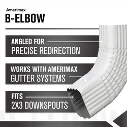 Amerimax 2 in. H X 3 in. W X 17 in. L White Aluminum B Gutter Elbow
