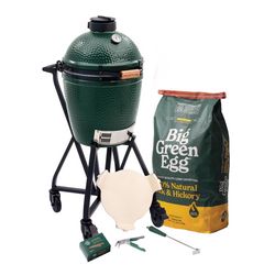Big Green Egg 15 in. Medium EGG Package with Nest/Handler Charcoal Kamado Grill and Smoker Green