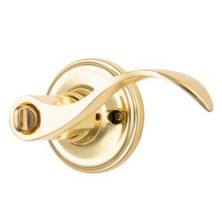 Ace Wave Polished Brass Privacy Lever