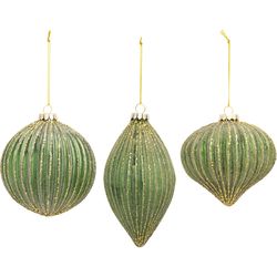 Good Tidings Green/Gold Assorted Ornaments 6 in.