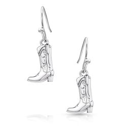Montana Silversmiths Women's Sculpted Cowboy Boot Silver Earrings Water Resistant