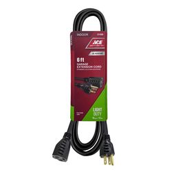 Ace Indoor 6 ft. L Black Extension Cord 16/3 SJO