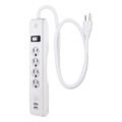 GE 3 ft. L 4 outlets Surge Protector White 450 J