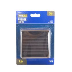 Projex Rubber Furniture Cups Brown Square 3 in. W X 3 in. L 2 pk