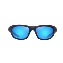 Maui Jim Haulani Sunglasses Unisex Matte Solid Dark Blue w/Yellow Frame Blue Hawaii Lens Polarized