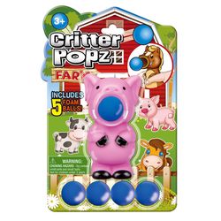 Playmaker Toys Critter Popz Farm Animals Popper Toy Blue/White 6 pc