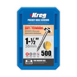 Kreg No. 8 X 1.5 in. L Square Zinc-Plated Pocket-Hole Screw 500 pk