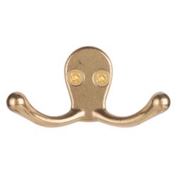 Ace 1-3/4 in. L Bright Brass Gold Brass Small Double Garment Hook 1 pk