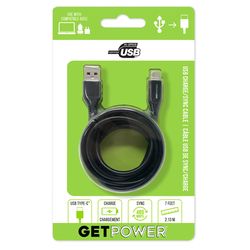 GetPower USB to Type C Charge and Sync Cable 7 ft. Black
