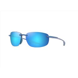 Maui Jim Hookipa Ultra Sunglasses Unisex Metal Matte Blue Frame Blue Hawaii Lens Polarized