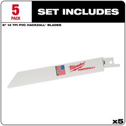 Milwaukee M12 6 in. Bi-Metal Hackzall Reciprocating Saw Blade 14 TPI 5 pk