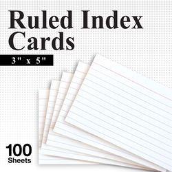 Bazic Products 3 in. H X 5 in. W Ruled Index Cards White 100 pk