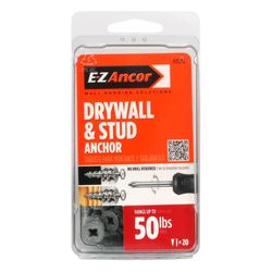 E-Z Ancor 1/4 in. D X 1-1/4 in. L Nylon Ribbed Head Drywall Anchors 20 pk