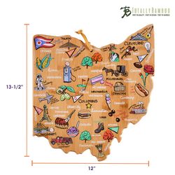 Totally Bamboo Fish Kiss 12 in. L X 13.5 in. W X 0.63 in. Bamboo Ohio State Serving & Cutting Board