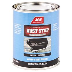 Ace Rust Stop Indoor and Outdoor Satin Black Water-Based Enamel Rust Prevention Paint 1 qt