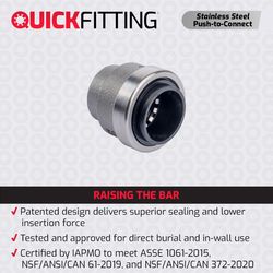 QuickFitting Slip Stainless Steel Push Cap