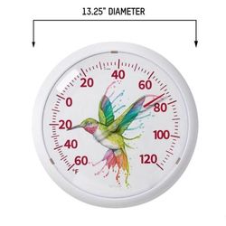 Taylor Hummingbird Design Dial Thermometer Plastic White 13.25 in.