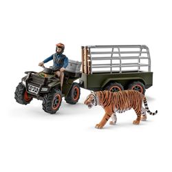Schleich Wild Life Quad Bike w/Trailer & Ranger Toy Multicolored