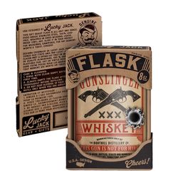 Lucky Jack 8 oz Stainless Steel Gun Slinger Hip Flask