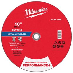 Milwaukee 10 in. D X 5/8 in. X 3/32 in. thick Metal Cut-Off Wheel 1 pc