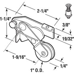 Prime-Line 1 in. D X 1/4 in. L Mill Aluminum/Nylon Roller Assembly 1 pk