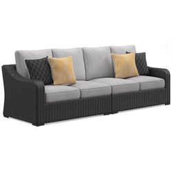 Signature Design by Ashley Beachcroft Black Aluminum Frame Casual Loveseat Light Gray