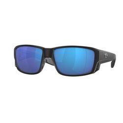 Costa Tuna Alley Pro Sunglasses Men's Matte Black Frame Blue Mirror 580G Lens Polarized