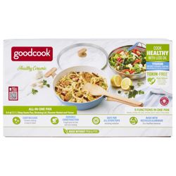 Good Cook Healthy Ceramic  All in One Ceramic/Titanium Pan with Lid 12 in. 3.4 qt Blue/White