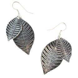 Matr Boomie Womens Sanctuary Leaf Silver Earrings