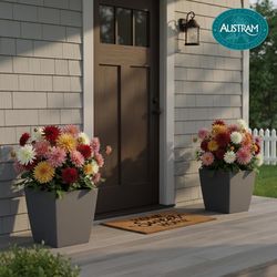 Austram Vizcaya 18 in. H X 12 in. W X 12 in. D Stone Planter Anchor Gray