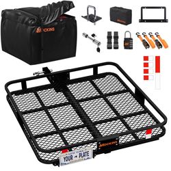 Mockins 40x40x6 Square Hitch Carrier & 30 CuFt Cargo Bag Hitch Cargo Carrier Set 1 pk