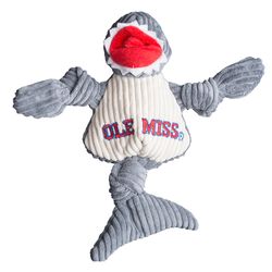HuggleHounds Knottie For Dog Multicolored Plush Ole Miss Landshark Squeaky Dog Toy Small 1 pk