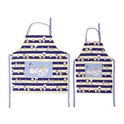 Handstand Kitchen Bluey Adult and Youth Blue and White Cotton Apron Set