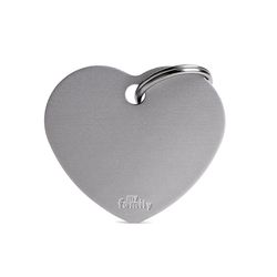 MyFamily Basic Gray Heart Aluminum Dog Pet Tags Large