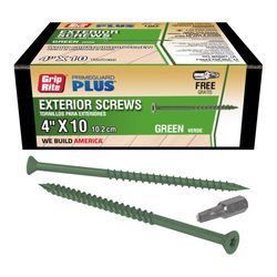 Grip-Rite PrimeGuard Plus No. 10 wire X 4 in. L Green Star Bugle Head Deck Screws 1 lb 50 pk