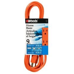 Woods Indoor 9 ft. L Orange Triple Outlet Cord 14/3 SJTW