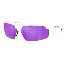 Native Ridge-Runner Crest Sunglasses Men's Satin Quartz Frame Violet Reflex Lens Polarized Blue Ligh