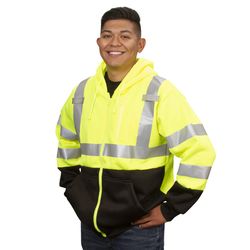Cordova Cor-Brite XL Long Sleeve Men's Hooded Safety Sweatshirt Lime Green