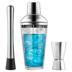 Final Touch 16 oz Multicolored Glass/Stainless Steel Bar Tool Set