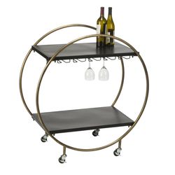 Tripar 37.25 in. H X 35 in. W X 18.25 in. D Bar Cart