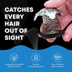 TubShroom Ultra Edition 1.5 in. Chrome Stainless Steel Hair Catcher