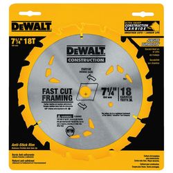 DEWALT 7-1/4 in. D X 5/8 in. Carbide Circular Saw Blade 18 teeth 1 pk