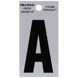 HILLMAN 2 in. Reflective Black Vinyl  Self-Adhesive Letter A 1 pc