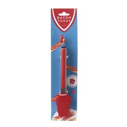 HIC Kitchen Red Silicone/Stainless Steel Bacon Tongs