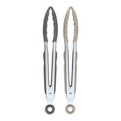 Tovolo Warm Gray/Charcoal Silicone/Stainless Steel Tongs