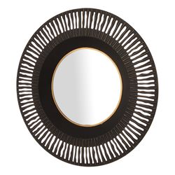 Glitzhome 35.04 in. H X 35.04 in. W Black Iron Mirror