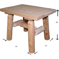Lakeland Mills Contoured Comfort Natural Square Wood Rustic Northwoods End Table