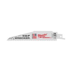 Milwaukee The Wrecker 6 in. Bi-Metal Demolition Reciprocating Saw Blade 7/11 TPI 5 pk